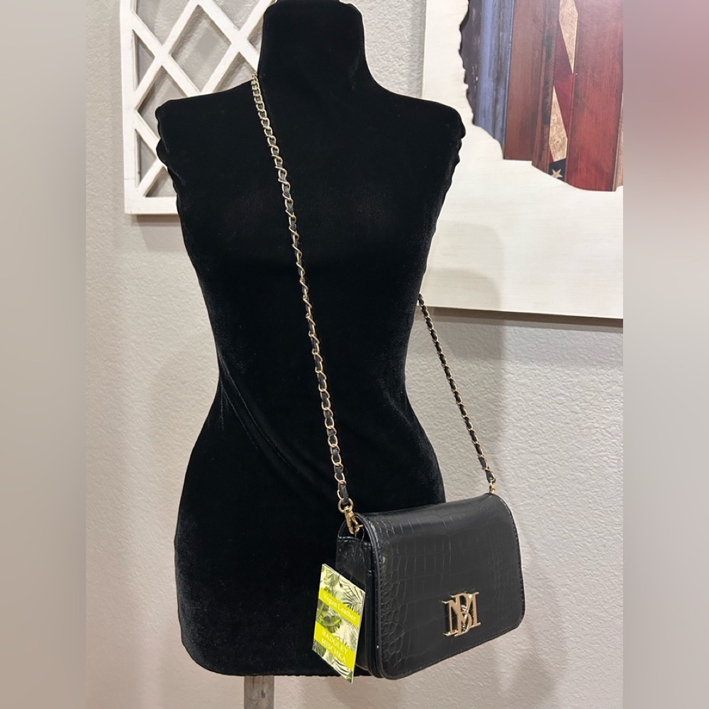 Badgley Mischka Black Crossbody Bag with Gold Chain